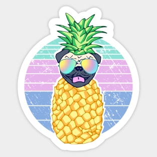 Aesthetic Pineapple Pug Doodle Sticker